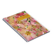 roze mooie bloemen en gouden details notitieboek (Rechterzijde)
