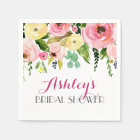 Roze Mooie Bloemen Servetten geel