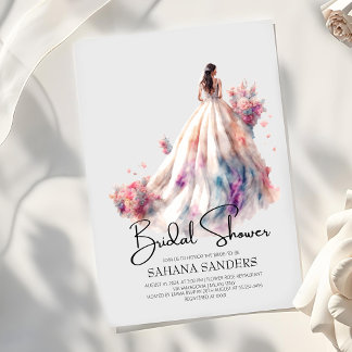 Roze Mooie Bloemen Trouwjurk Vrijgezellenfeest Kaart