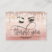 Roze mooie bruine ogen met gouden kroonnazorg aanbevelingskaartje (Voorkant)