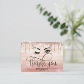 Roze mooie bruine ogen met gouden kroonnazorg aanbevelingskaartje (Staand voorkant)