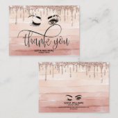 Roze mooie bruine ogen met gouden kroonnazorg aanbevelingskaartje (Voorkant / Achterkant)