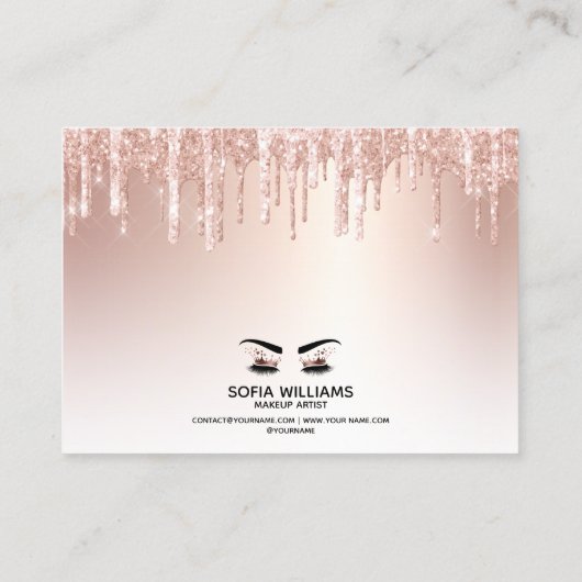 Roze mooie bruine ogen met gouden kroonnazorg aanbevelingskaartje (Achterkant)