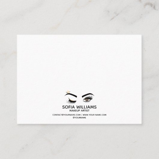 Roze mooie bruine ogen met gouden kroonnazorg aanbevelingskaartje (Achterkant)