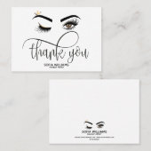 Roze mooie bruine ogen met gouden kroonnazorg aanbevelingskaartje (Voorkant / Achterkant)