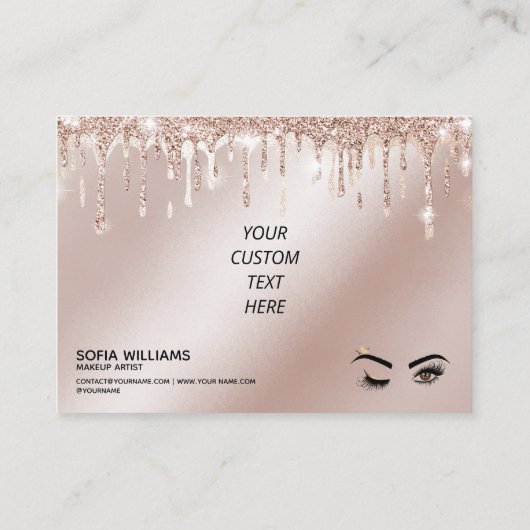 Roze mooie bruine ogen met gouden kroonnazorg aanbevelingskaartje (Achterkant)