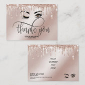 Roze mooie bruine ogen met gouden kroonnazorg aanbevelingskaartje (Voorkant / Achterkant)