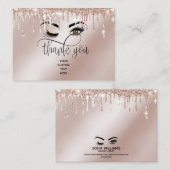 Roze mooie bruine ogen met gouden kroonnazorg aanbevelingskaartje (Voorkant / Achterkant)