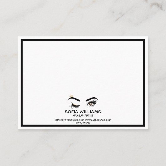 Roze mooie bruine ogen met gouden kroonnazorg aanbevelingskaartje (Achterkant)