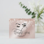 Roze mooie bruine ogen met gouden kroonnazorg bedankkaart (Staand voorkant)