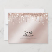 Roze mooie bruine ogen met gouden kroonnazorg bedankkaart (Achterkant)