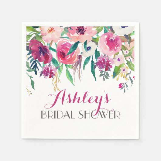 Roze mooie Floral Napkins Servet (Voorkant)