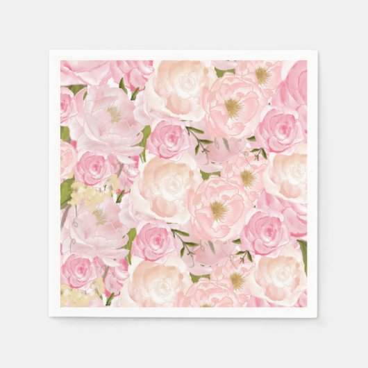 Roze mooie Floral Napkins Servetten (Voorkant)