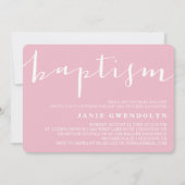 Roze mooie kalligrafie Baptisme Uitnodiging (Voorkant)