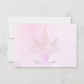 Roze Mooie Pasta Bloem Unicorn Verjaardag Bedankkaart (Achterkant)