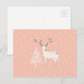 Roze mooie rendieren en neusvlokken briefkaart (Voorkant / Achterkant)