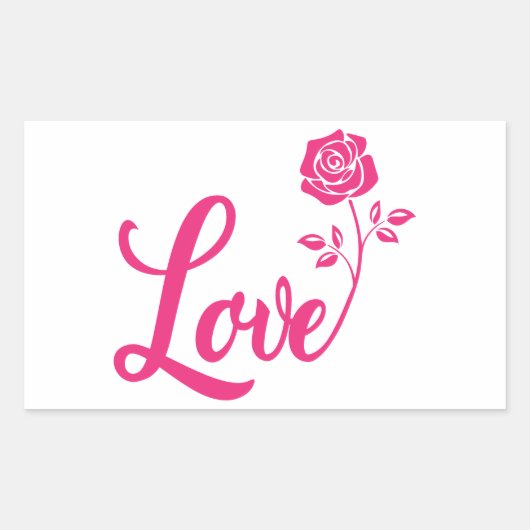 Roze Mooie Roos Liefde Rechthoekige Sticker (Voorkant)