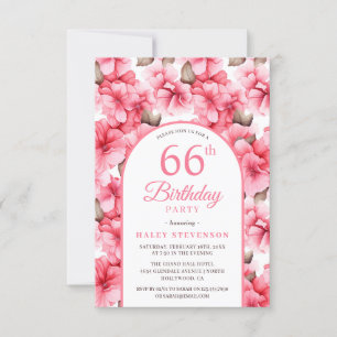 Roze Mooie Tuin Bloemboog Chic 66e Verjaardag Kaart