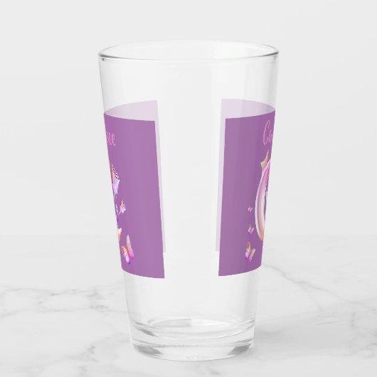 Roze- Moon, Butterfly, Floral - Monogram | Glas (Links)