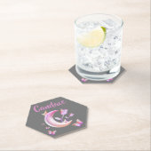  Roze- Moon, Butterfly, Floral - Monogram | Kartonnen Onderzetters (Insitu)