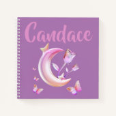  Roze- Moon, Butterfly, Floral - Monogram | Notitieboek (Voorkant)