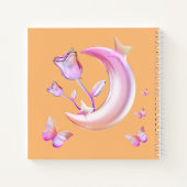  Roze- Moon, Butterfly, Floral - Monogram | Notitieboek (Achterkant)