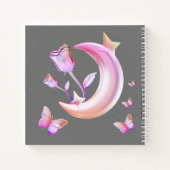  Roze- Moon, Butterfly, Floral - Monogram | Notitieboek (Achterkant)