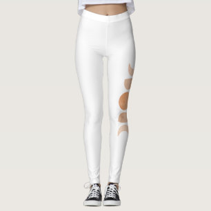 Roze Moon Fasen op Witte Yoga Leggings