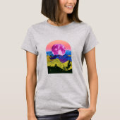 Roze Moon Landscape Collage T-Shirt (Voorkant)
