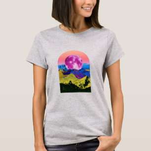Roze Moon Landscape Collage T-Shirt