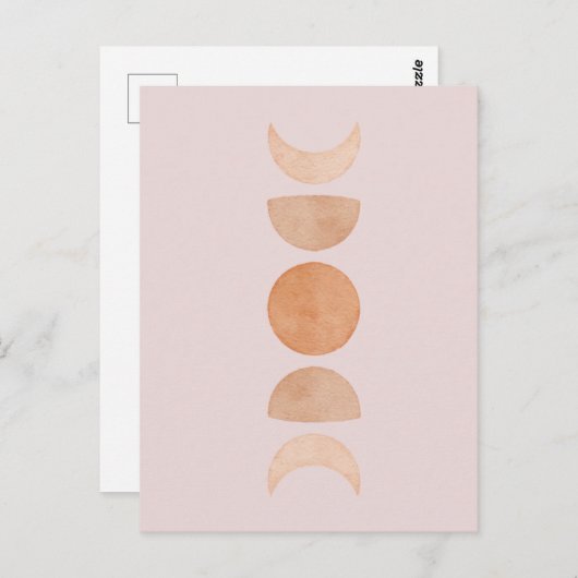 Roze Moon Phases Briefkaart (Voorkant / Achterkant)