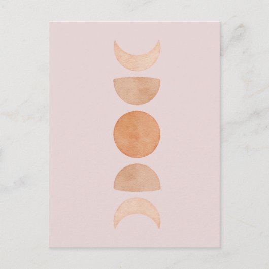 Roze Moon Phases Briefkaart (Voorkant)