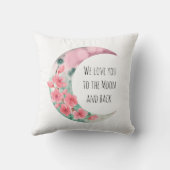 Roze Moon Spring Flower Baby Girl Nursery Kussen (Achterkant)