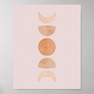 Roze moonfasenwand  Blush & Gold & Gold Poster
