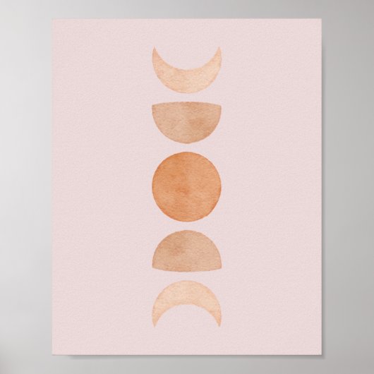 Roze moonfasenwand| Blush & Gold & Gold Poster (Voorkant)