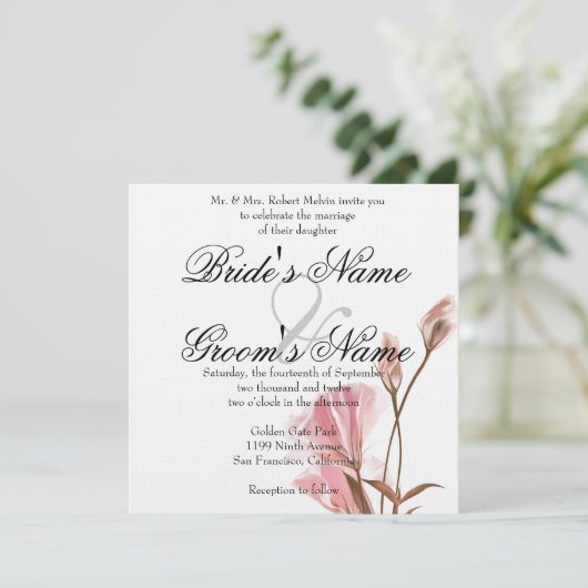 Roze MoonFlower Invitation Kaart (Staand voorkant)
