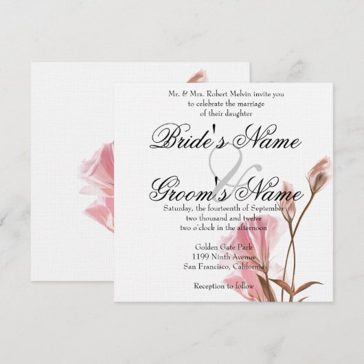 Roze MoonFlower Invitation Kaart (Voorkant / Achterkant)