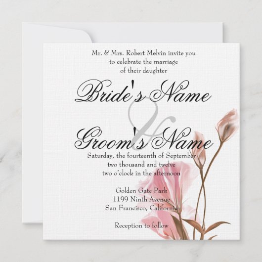 Roze MoonFlower Invitation Kaart (Voorkant)