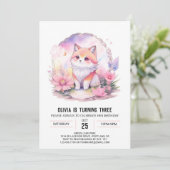 Roze Moonlit Wolf Howl Verjaardag Kaart (Staand voorkant)