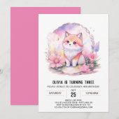 Roze Moonlit Wolf Howl Verjaardag Kaart (Voorkant / Achterkant)