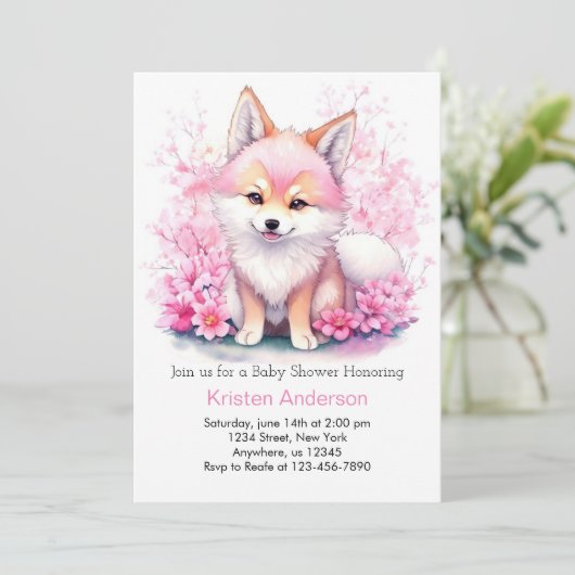 Roze Moonlit Wolf Pack Baby shower Kaart (Staand voorkant)