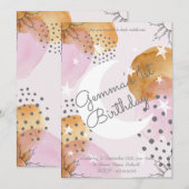 Roze moonuitnodiging kaart (Voorkant / Achterkant)