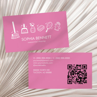 Roze Mop Set met QR Code Visitekaartje