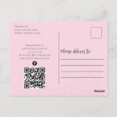 Roze Mopje Cupcake QR Code Sociale Media Whimsisch Briefkaart (Achterkant)