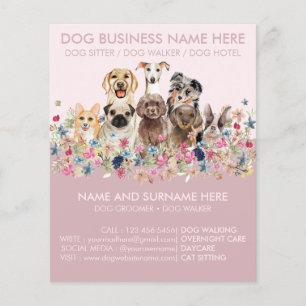 Roze Moppige Hond Zitservice Flyer
