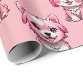 Roze Moppige Honden Cadeaupapier (Rol Hoek)