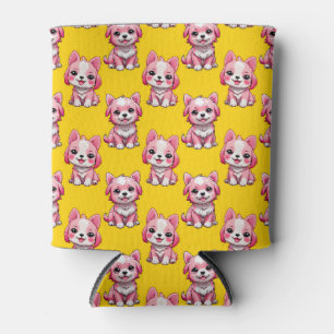 Roze Moppige Honden - Geel Blikjeskoeler