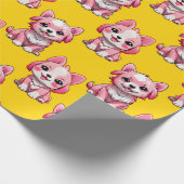 Roze Moppige Honden - Geel Cadeaupapier (Hoek)