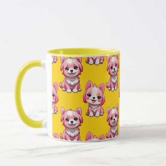 Roze Moppige Honden - Geel Mok (Links)