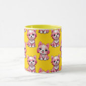 Roze Moppige Honden - Geel Mok (Midden)